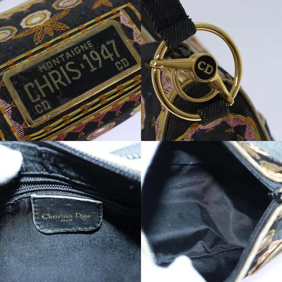 DIOR Hand Bag Canvas Blue Gold - Picture 12 of 13